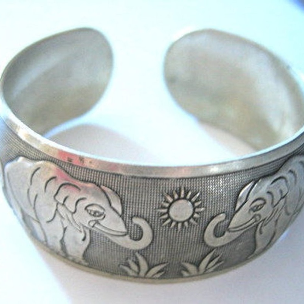 Silver Elephant Cuff Bracelet - Picture 7 of 7
